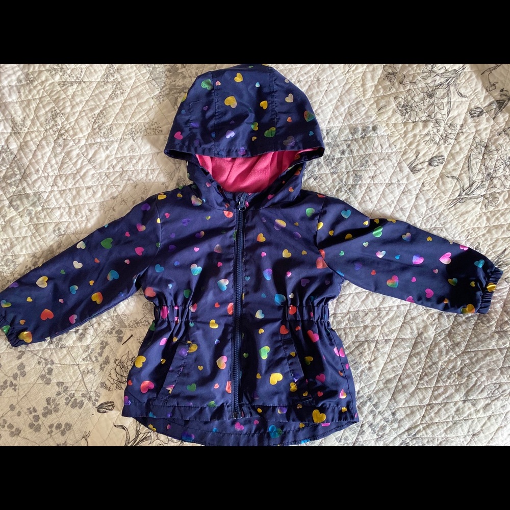 Multi colored heart light weight toddler jacket